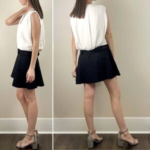 Alexander Wang Drop Waist Mini Dress Size 4 Tuxedo Waist Color Block Sleeveless